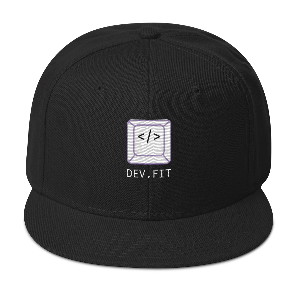 DEV.FIT Brand Mark with Name Logo on a Snapback Hat