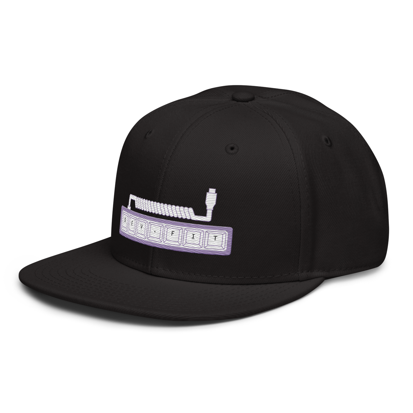 DEV.FIT Macro Pad Logo in Light Purple on a Snapback Hat