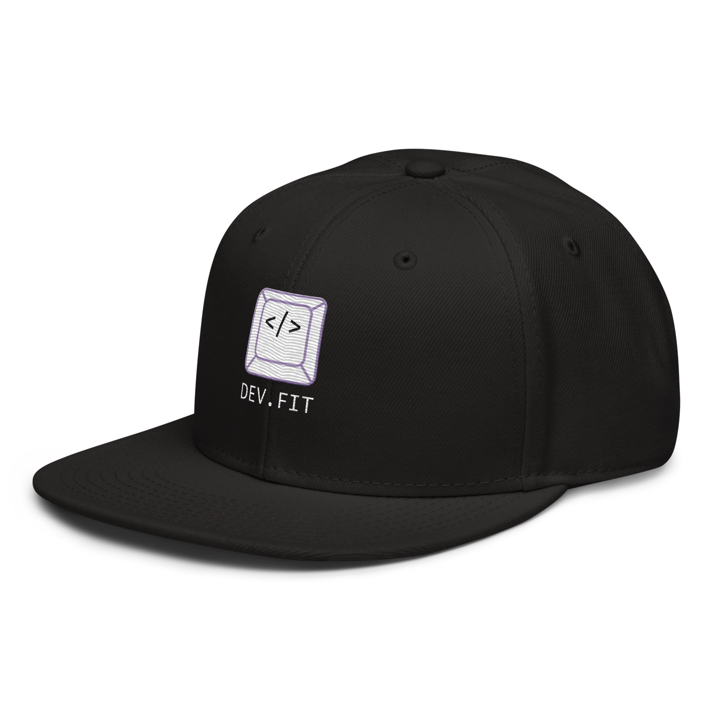 DEV.FIT Brand Mark with Name Logo on a Snapback Hat