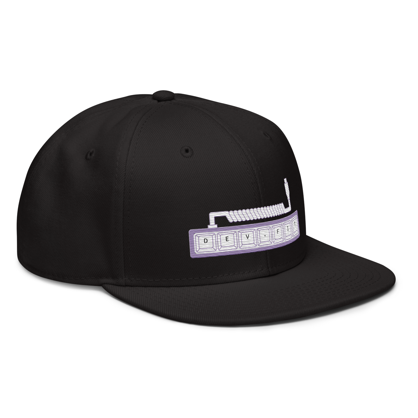 DEV.FIT Macro Pad Logo in Light Purple on a Snapback Hat