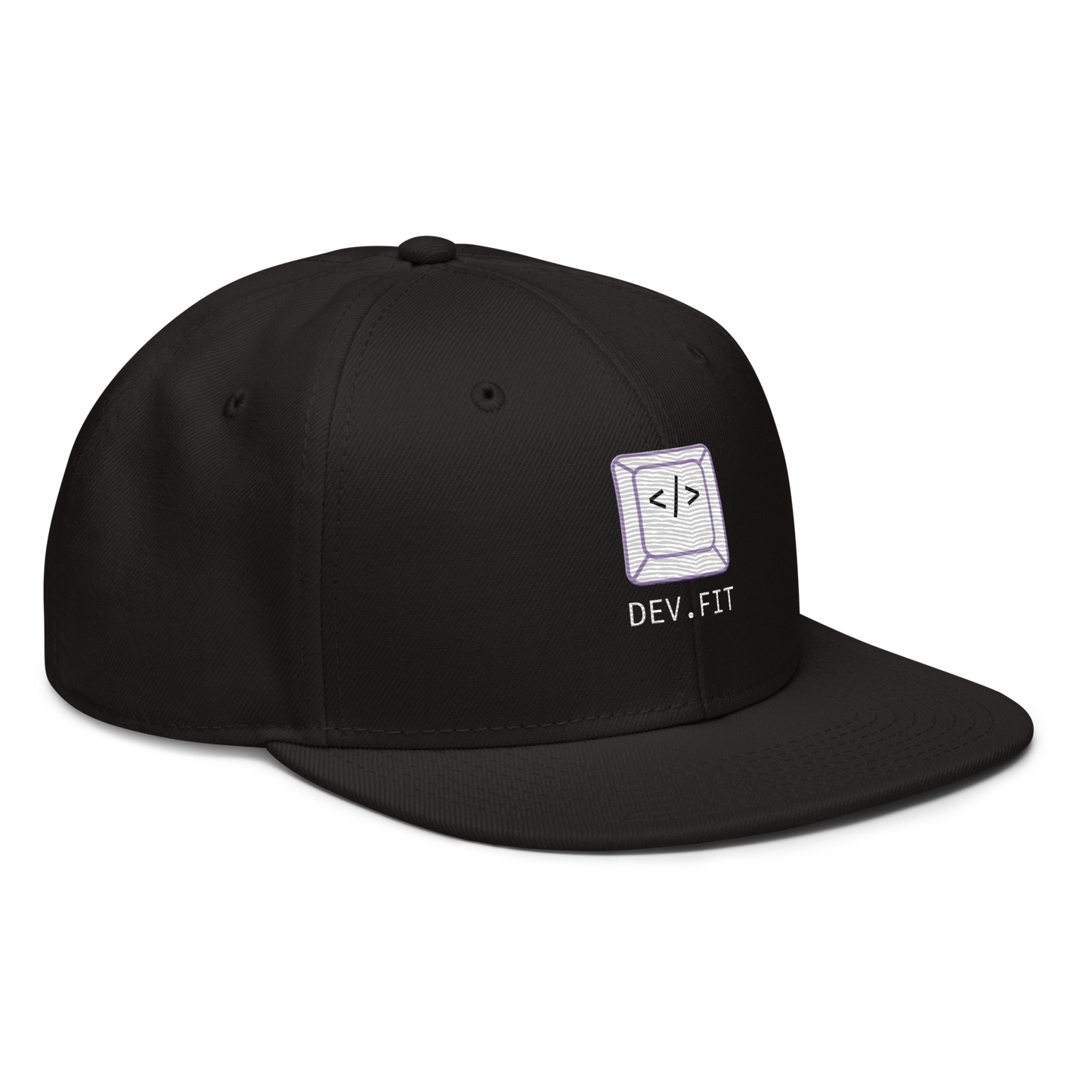 DEV.FIT Brand Mark with Name Logo on a Snapback Hat