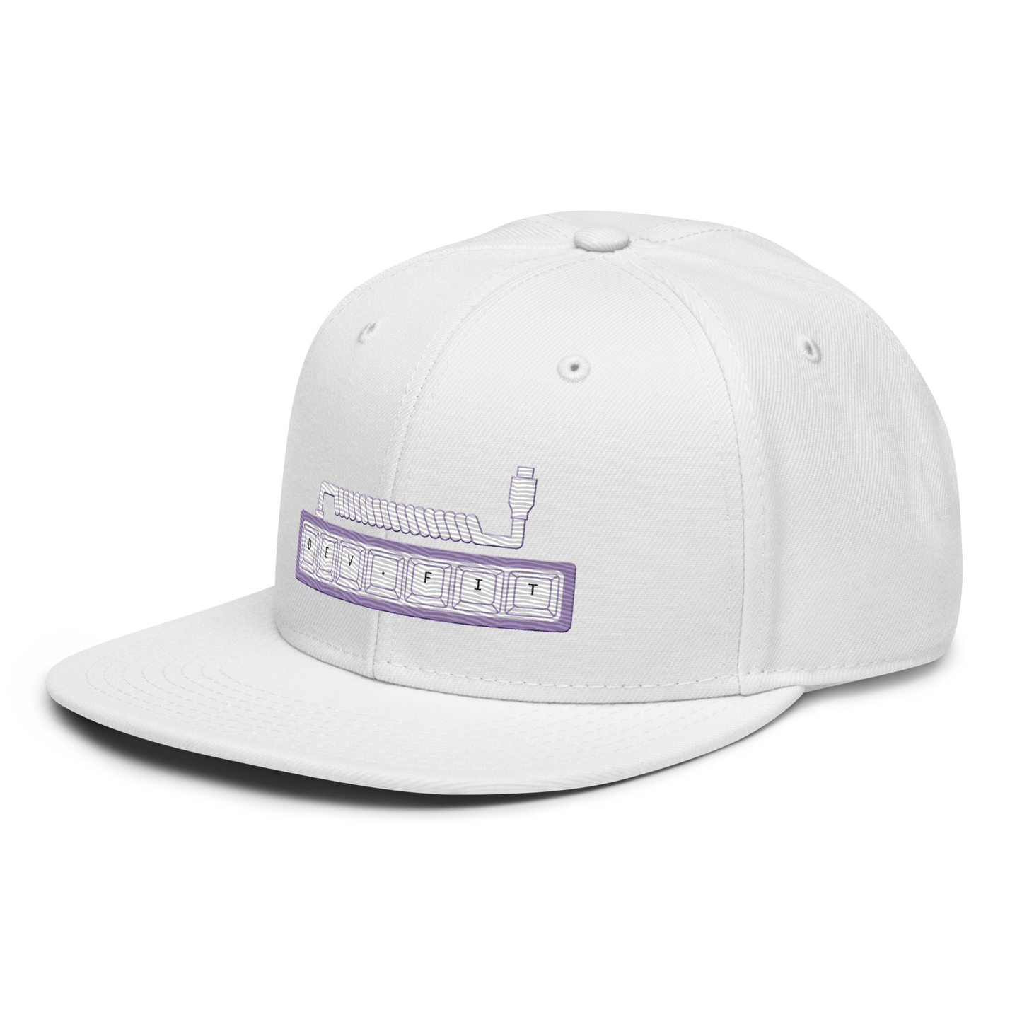 DEV.FIT Macro Pad Logo in Light Purple on a Snapback Hat