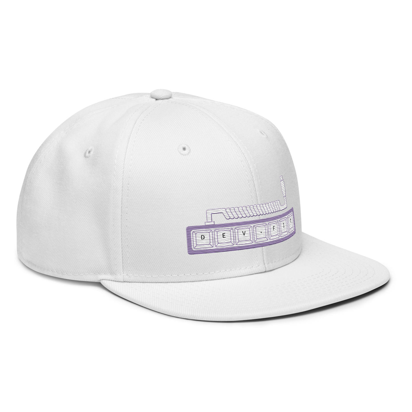 DEV.FIT Macro Pad Logo in Light Purple on a Snapback Hat