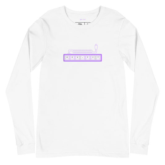 DEV.FIT Macro Pad Logo in Light Purple on a Unisex Long Sleeve Tee