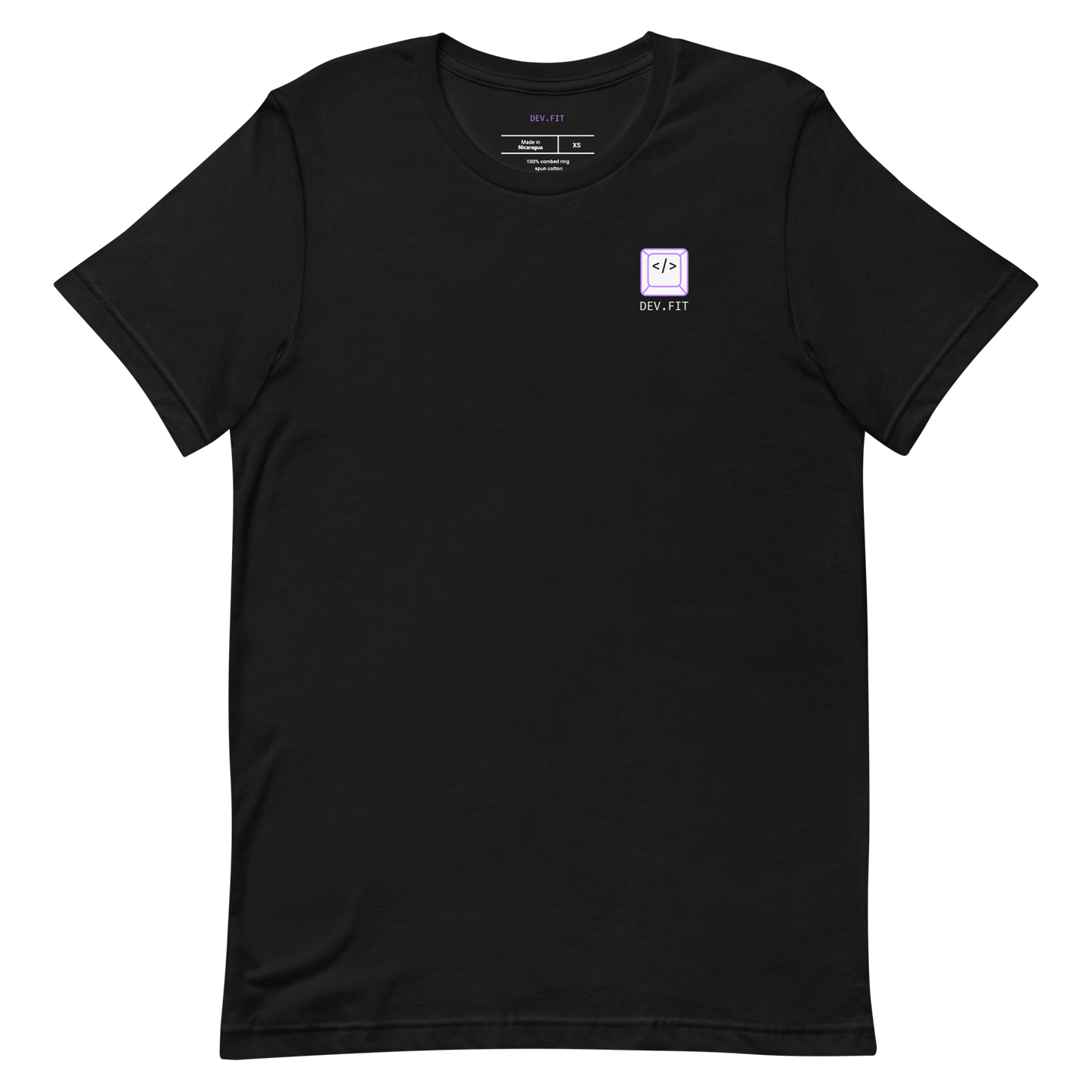 DEV.FIT Brand Mark with Name Logo on a Unisex T-Shirt