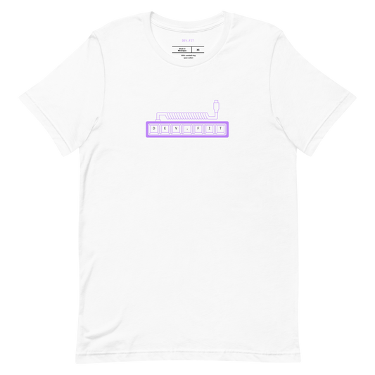 DEV.FIT Macro Pad Logo in Light Purple on a Unisex T-Shirt