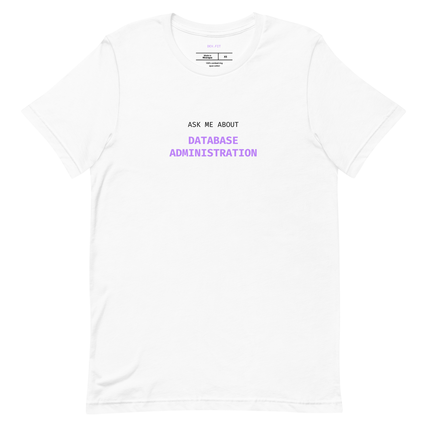 AMA Database Administration in Light Purple on a Unisex T-Shirt