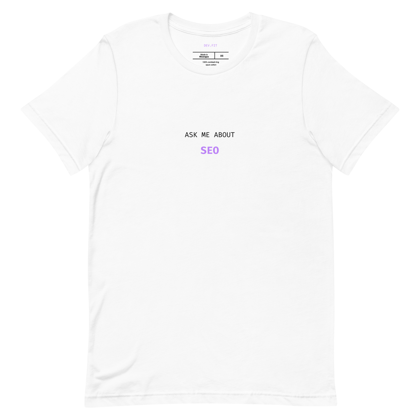 AMA SEO in Light Purple on a Unisex T-Shirt