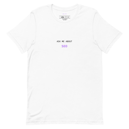 AMA SEO in Light Purple on a Unisex T-Shirt