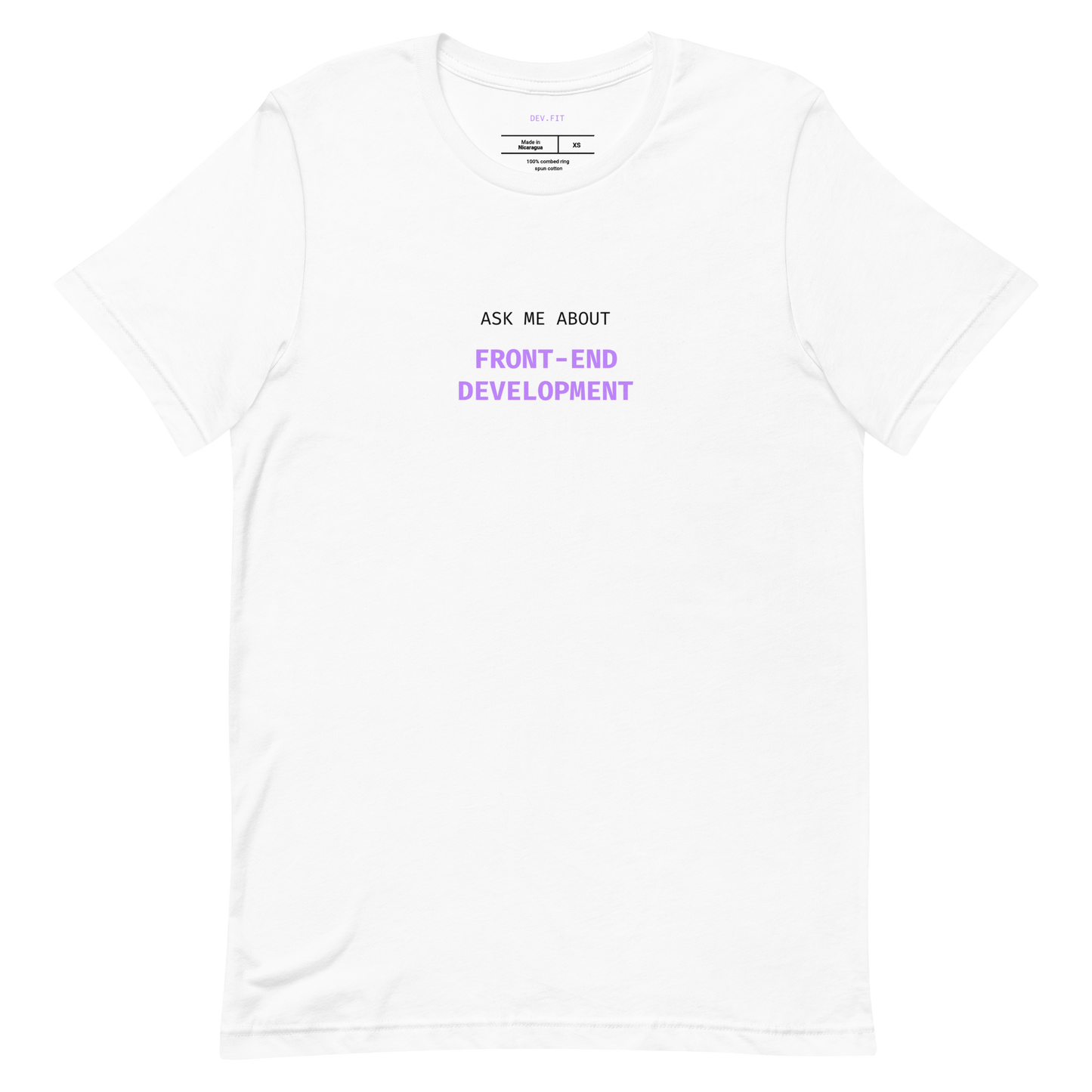 AMA Front-End Development in Light Purple on a Unisex T-Shirt