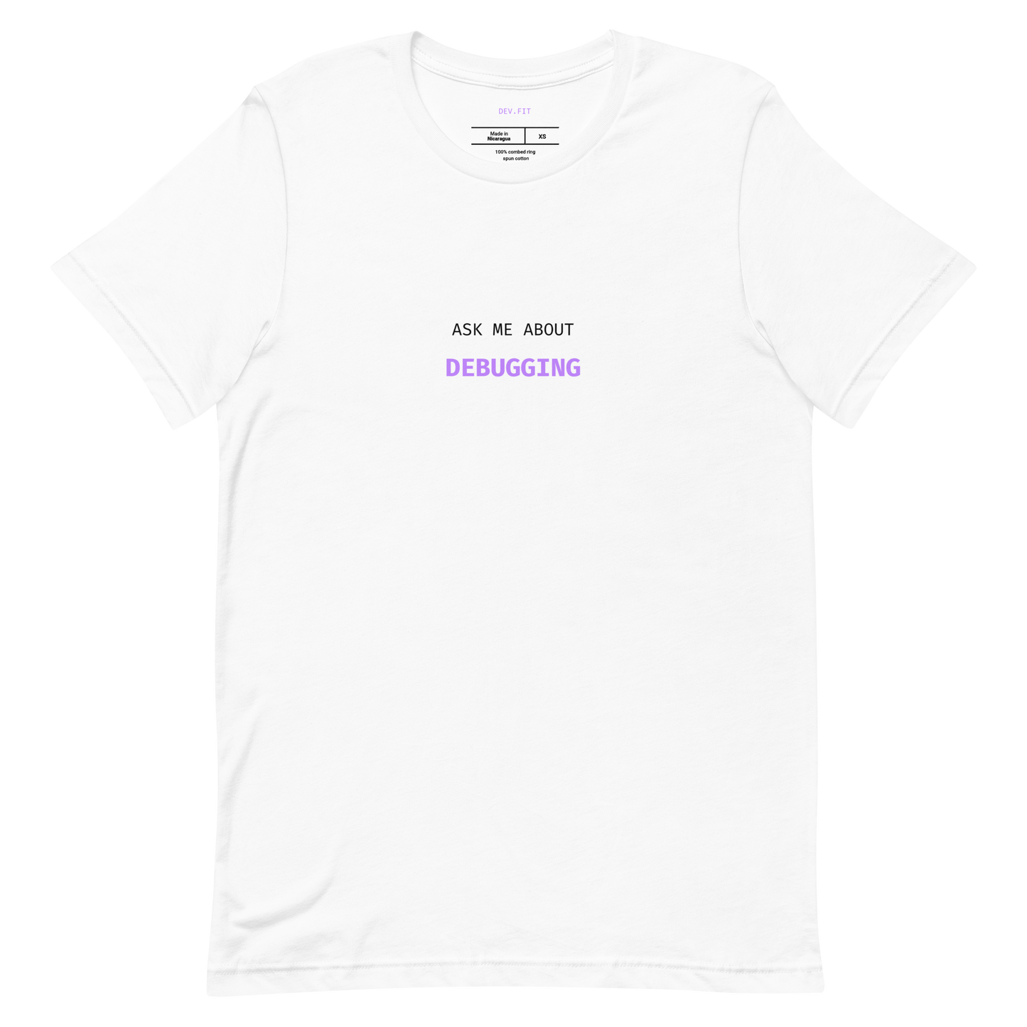 AMA Debugging in Light Purple on a Unisex T-Shirt