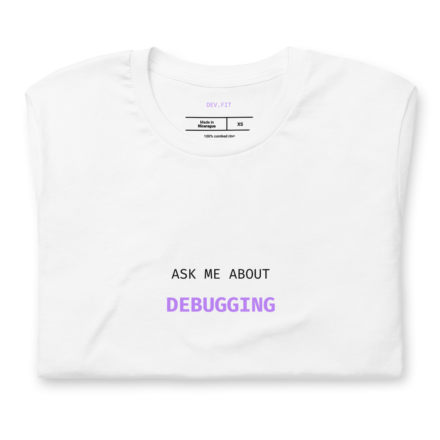 AMA Debugging in Light Purple on a Unisex T-Shirt