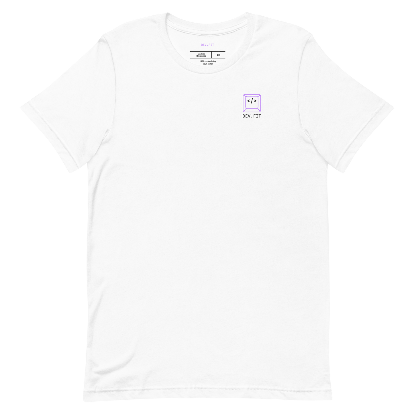 DEV.FIT Brand Mark with Name Logo on a Unisex T-Shirt