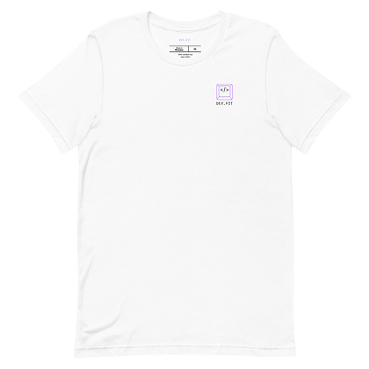 DEV.FIT Brand Mark with Name Logo on a Unisex T-Shirt