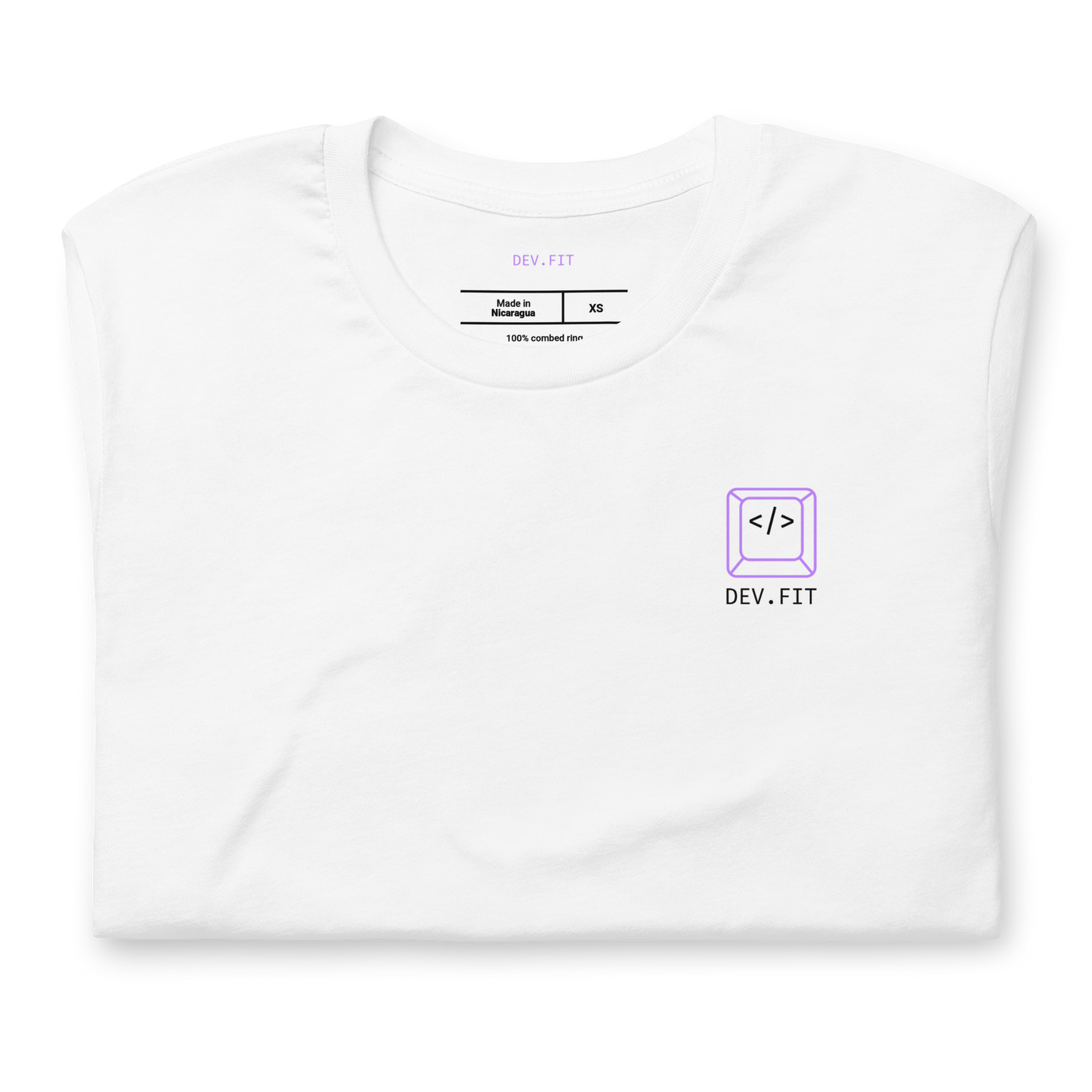 DEV.FIT Brand Mark with Name Logo on a Unisex T-Shirt